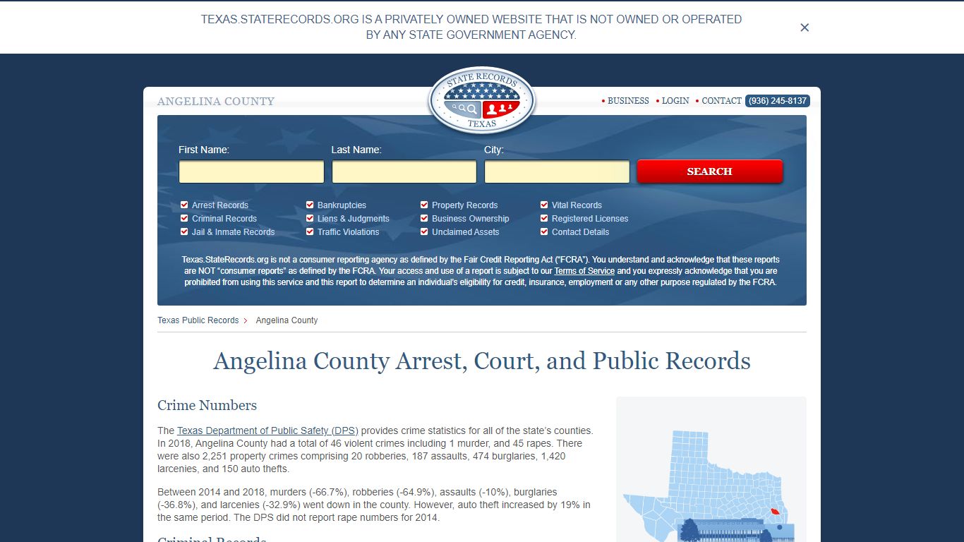 Angelina County Arrest, Court, and Public Records